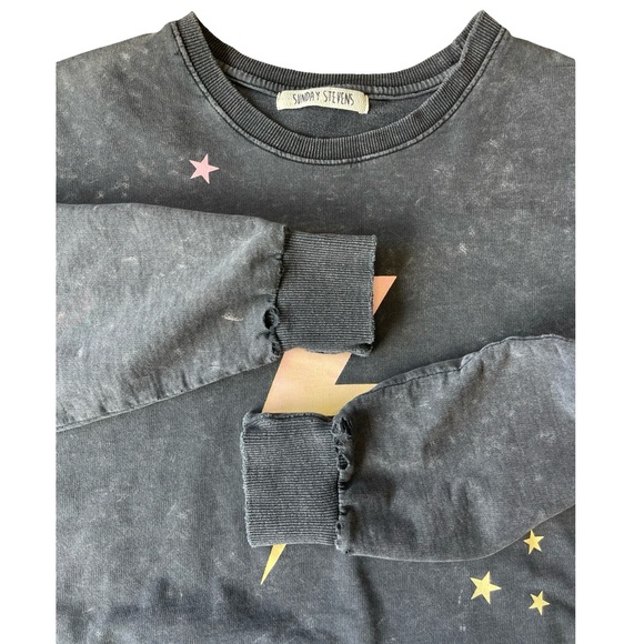 Sunday Stevens Gray Stars & Lightning Bolt Crewneck Sweatshirt - Small - Picture 5 of 12